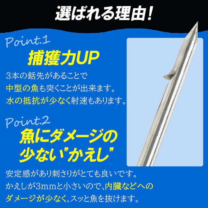 アルティメットダイブ 魚突き手銛セット グラスファイバー 3又銛先 2ピース 150cm