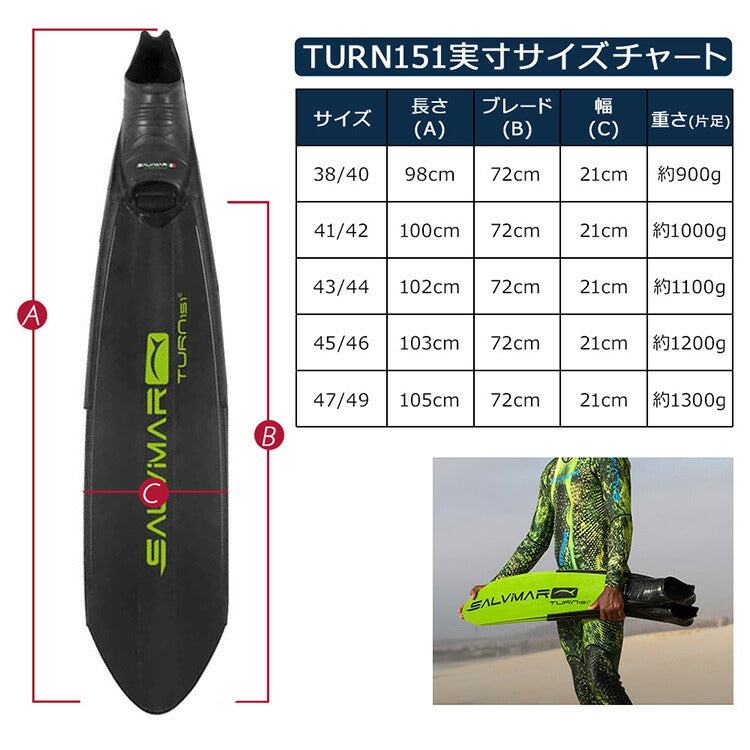 Salvimar サルビマー ロングフィン TURN151 グリーンかって素材