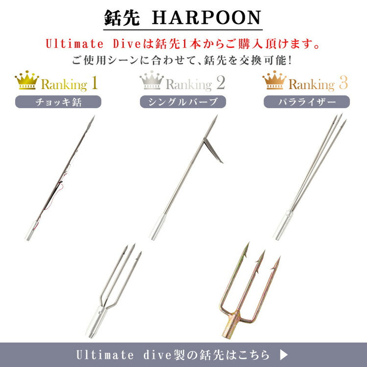 Ultimate Dive 魚突き 手銛セット カーボン パラライザー銛先 2ピース 330cm